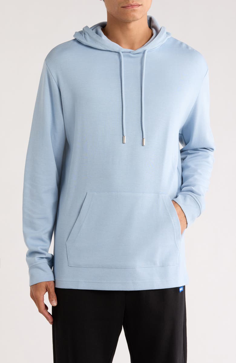 Bugatchi Seam Knit Hoodie, Main, color, Dusty Blue