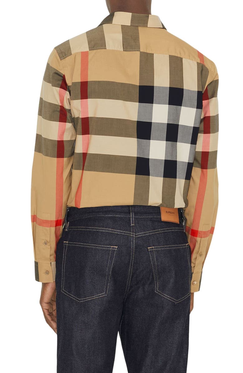 Burberry Summerton Heritage Check Cotton Button-Up Shirt, Alternate, color, Archive/ Beige