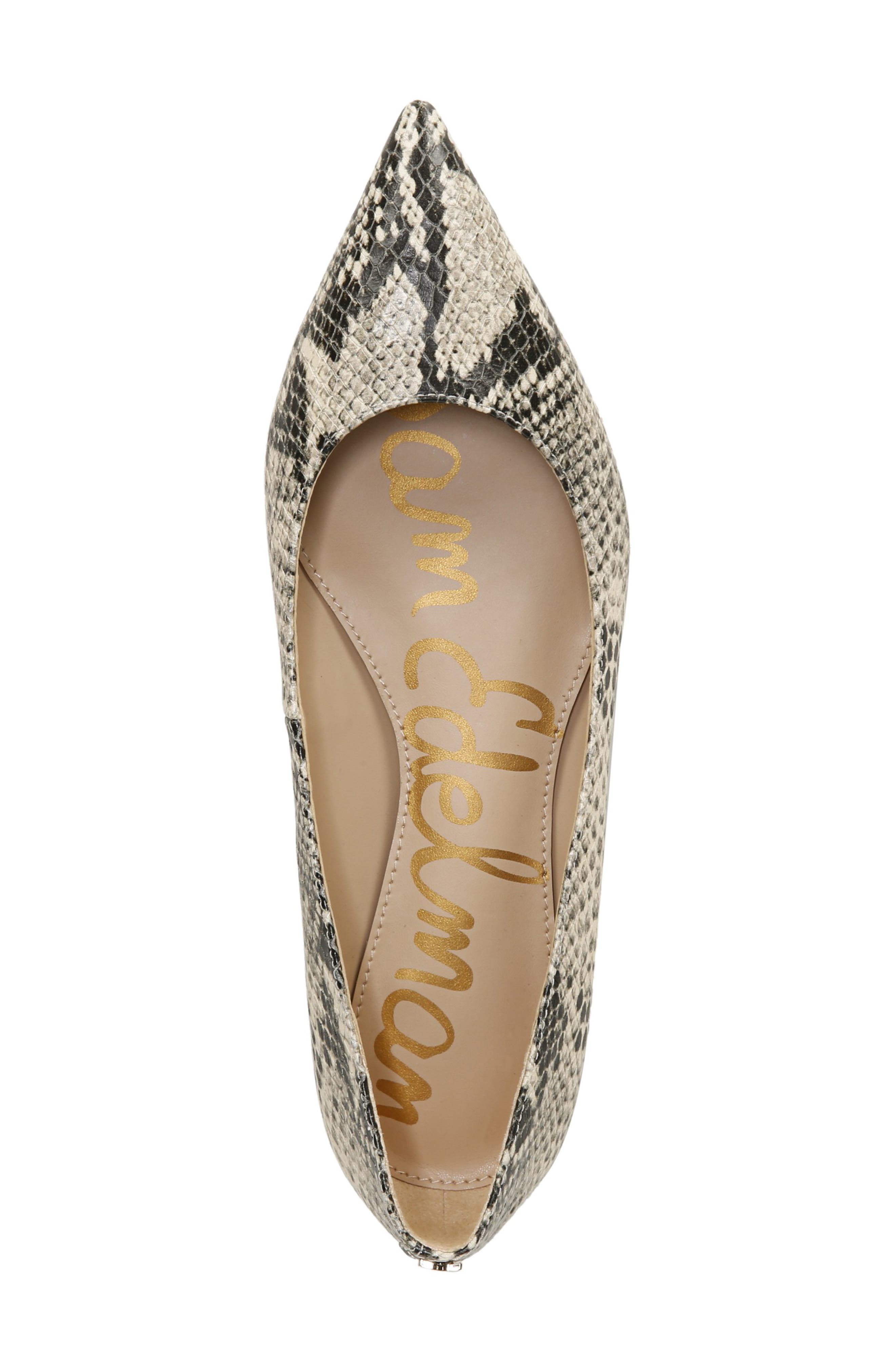 Stacey Pointed Toe Flat, Alternate, color, NUDE BLACK LEATHER