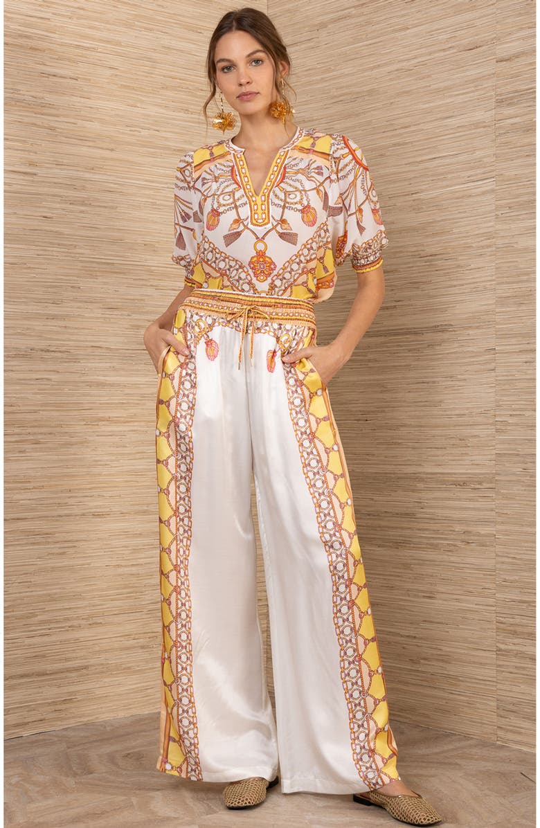 Hale Bob Danica Silk Charmeuse Pant, Main, color, Gold