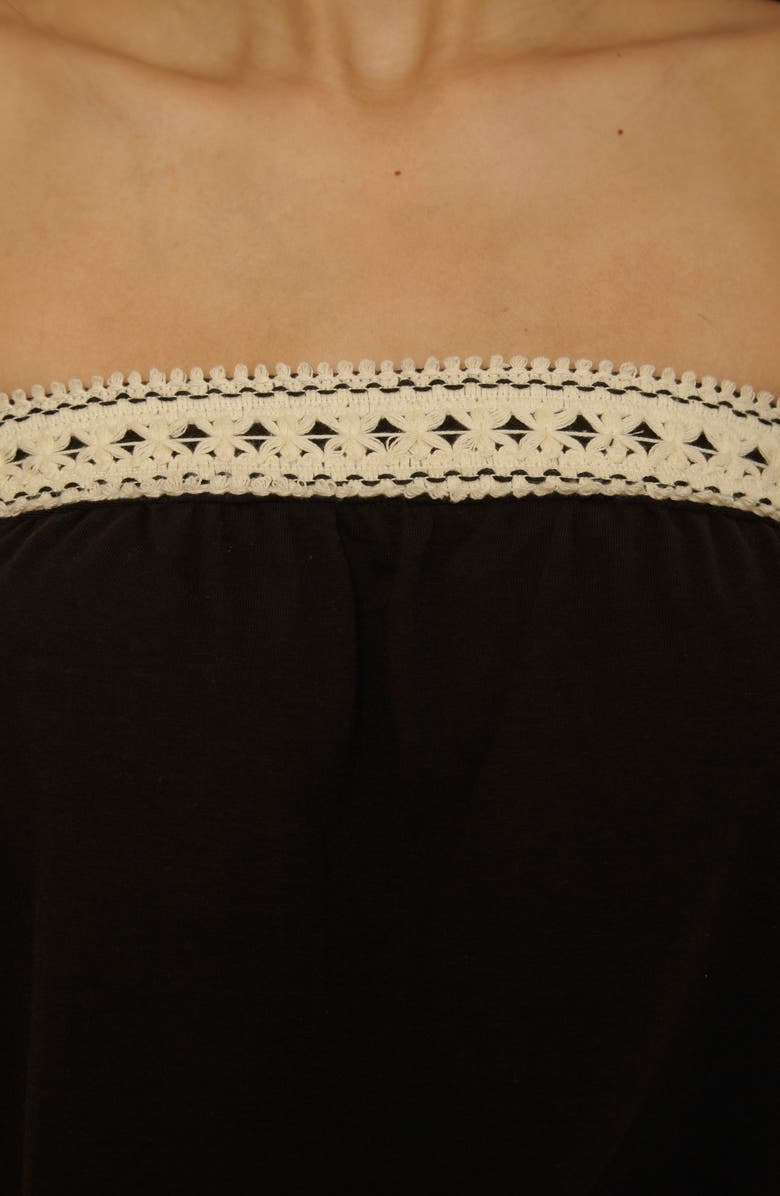 Lucky Brand Laguna Tie Waist Strapless Cover-Up Romper, Alternate, color, Black