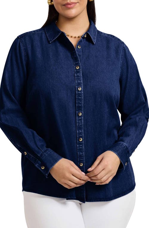 Foxcroft Margie Denim Button-up Shirt In Blue