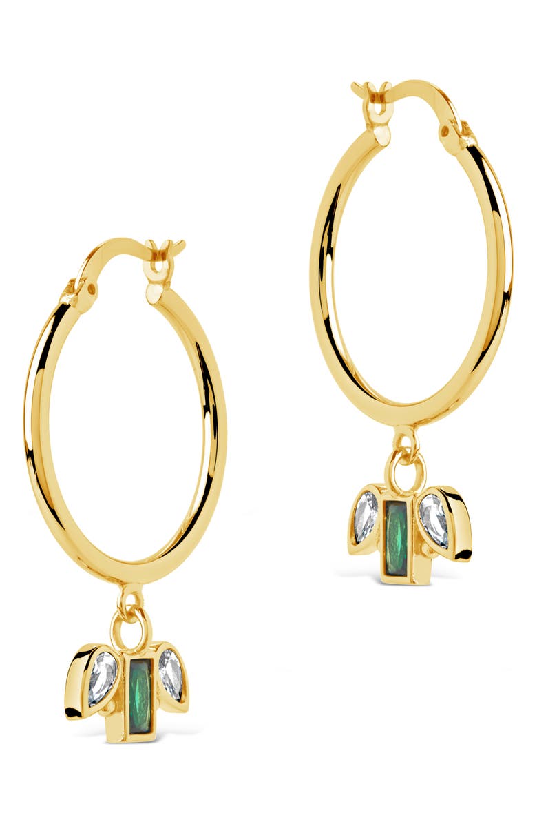 Sterling Forever 1" Infinity Cubic Zirconia Charms Hoop Earrings, Alternate, color,