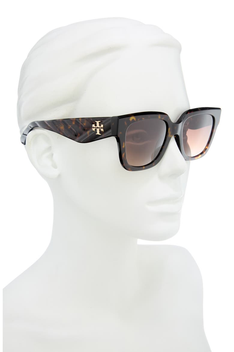 52mm Square Gradient Sunglasses, Alternate, color, DARK TORTOISE / BROWN GRADIENT