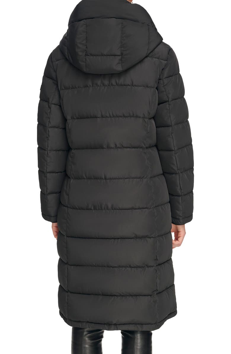 DKNY Water Resistant Hooded Bib Long Puffer Jacket, Alternate, color, 