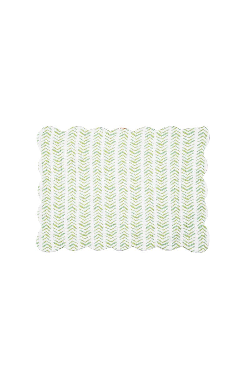 C&F Home Clover Bug Floral Scalloped Cotton Set of 6 Placemats, 13" x 19", Alternate, color, Green