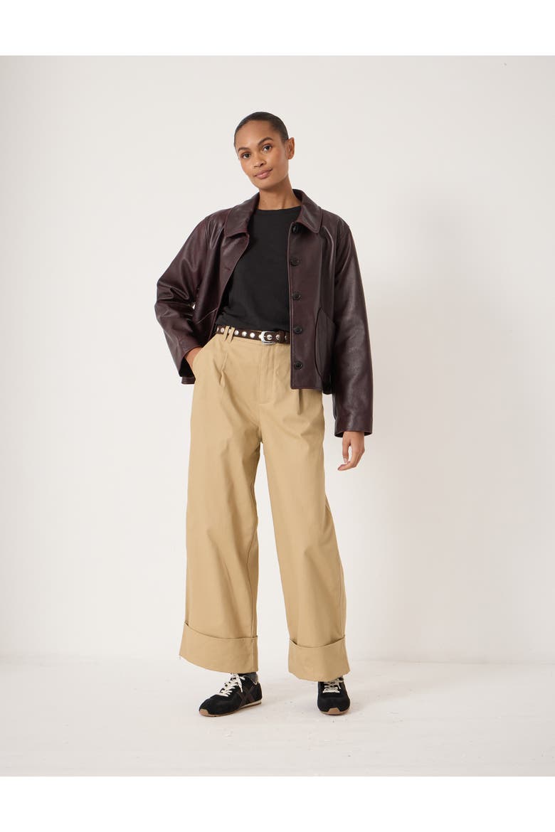 Tori Turn Up Wide Leg Pants, Alternate, color, Stone Brown
