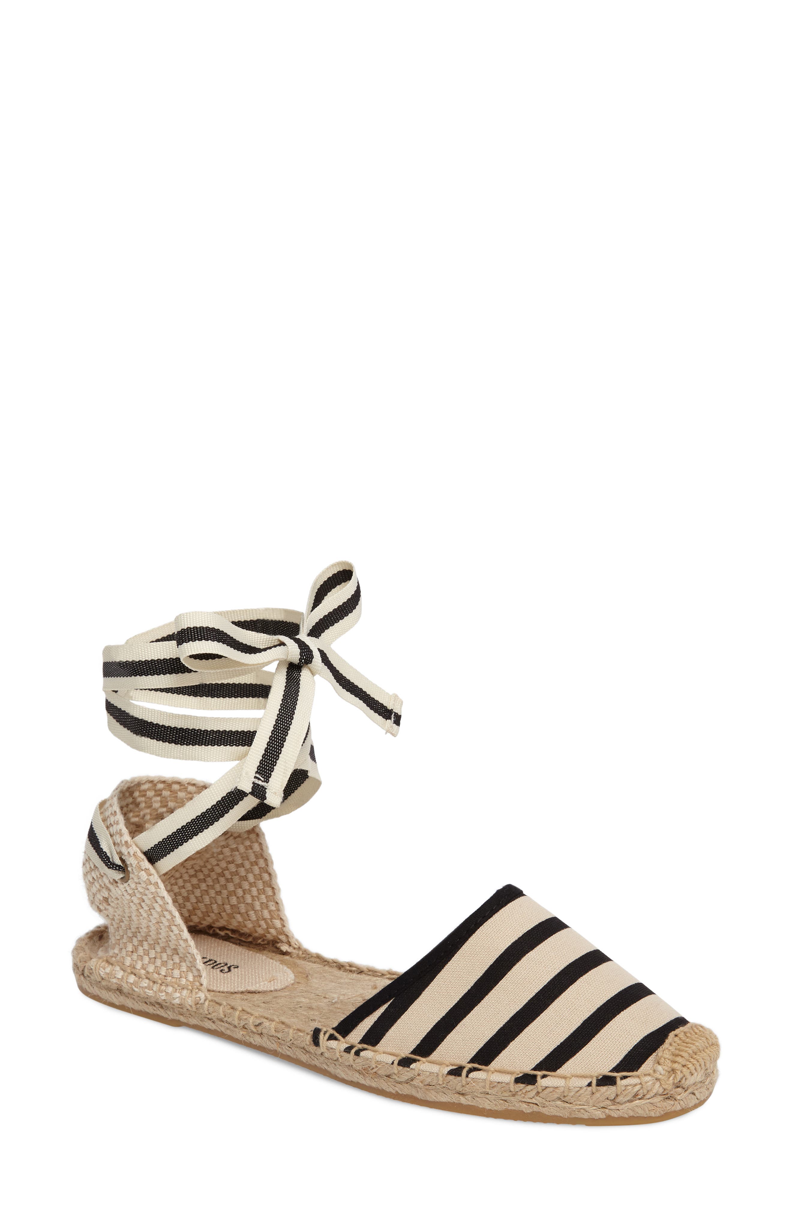 Lace-Up Espadrille Sandal, Main, color, NEW NATURAL/ BLACK STRIPE