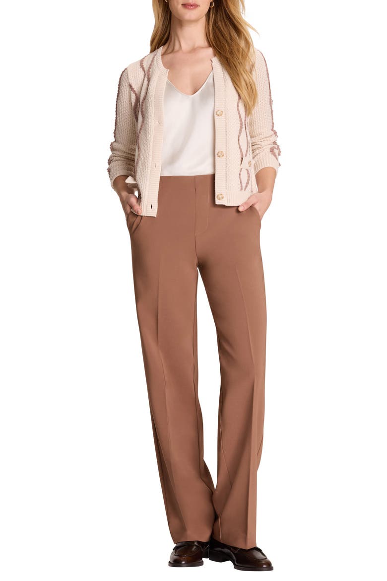 Textured Wave Cotton Blend Cardigan, Alternate, color, BROWN MULTI
