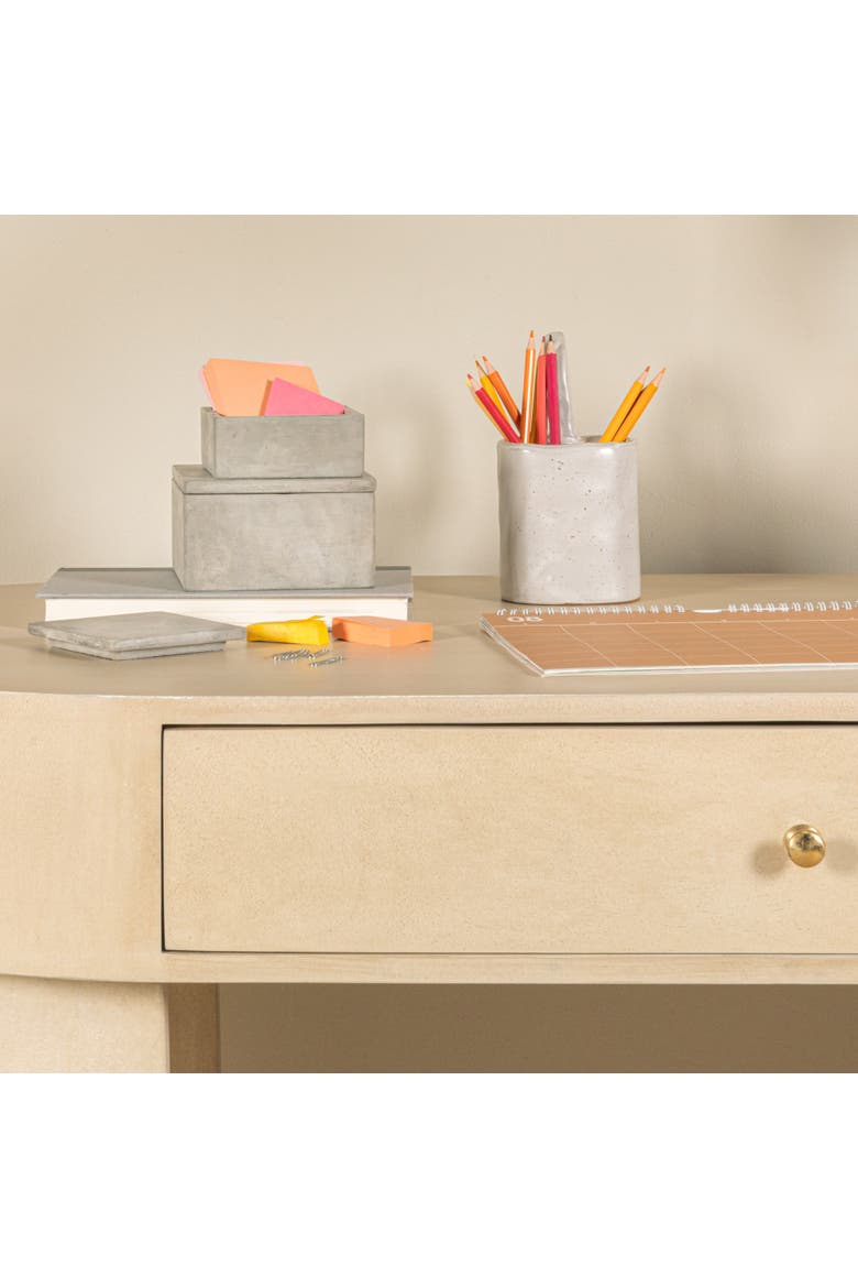 Contemporary Cement Boxes with Lids, Grey, Set of 2, Alternate, color, Grey