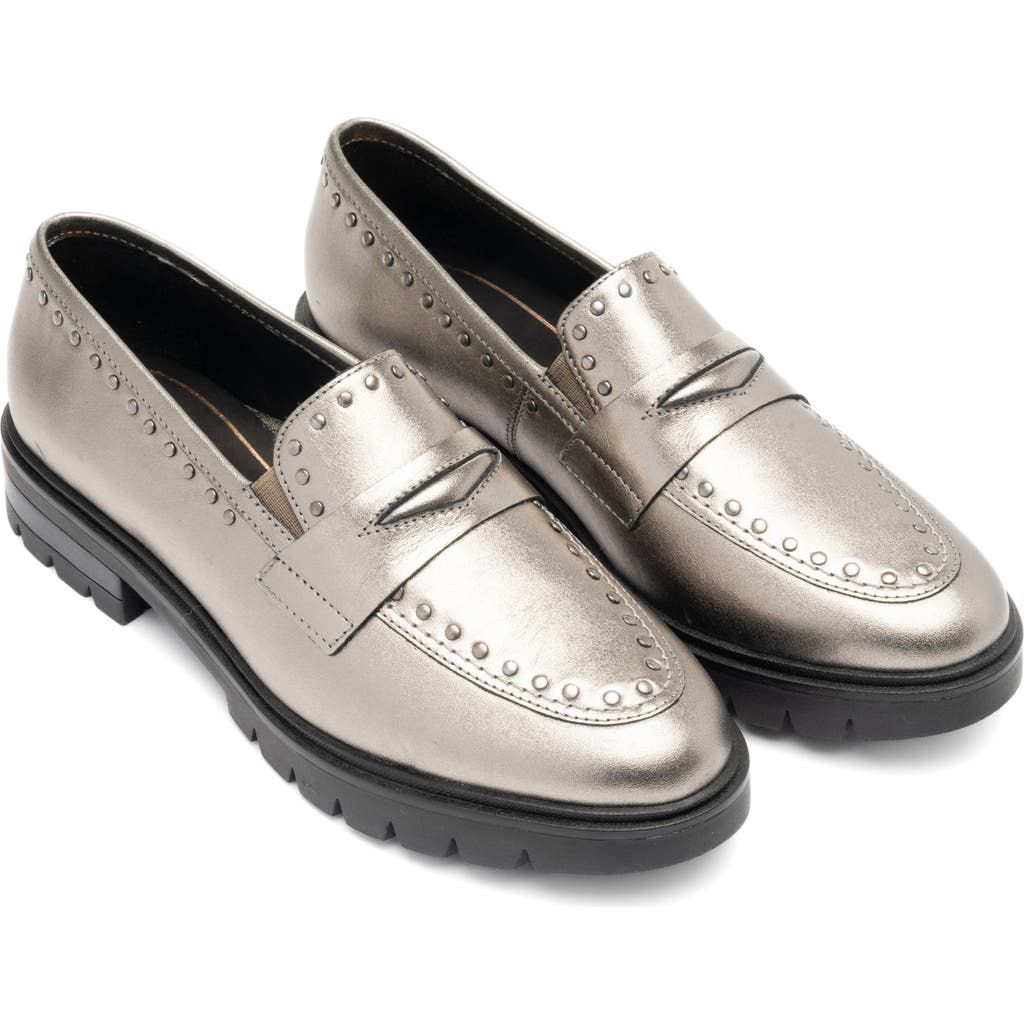 Ara Cardiff Studded Penny Loafer In Silver