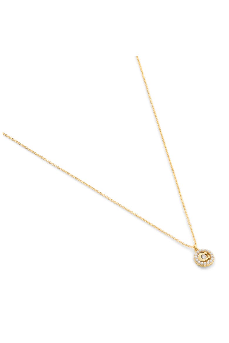 Faux Pearl Logo Pendant Necklace, Alternate, color, PEARL/ GOLD