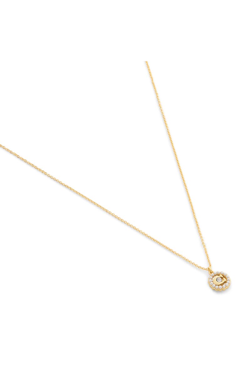 COACH Faux Pearl Logo Pendant Necklace, Alternate, color, Pearl/ Gold