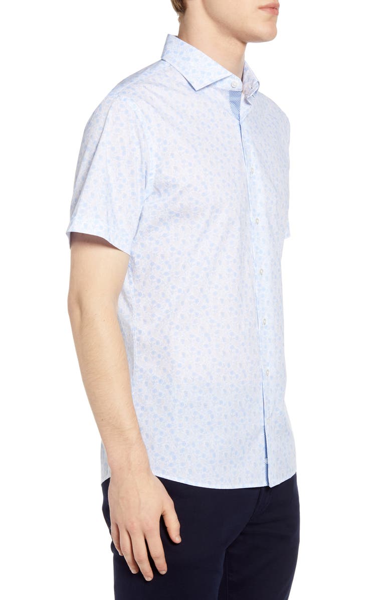 Brax Kelly Hi-Flex Modern Fit Floral Short Sleeve Button-Up Shirt, Alternate, color, 