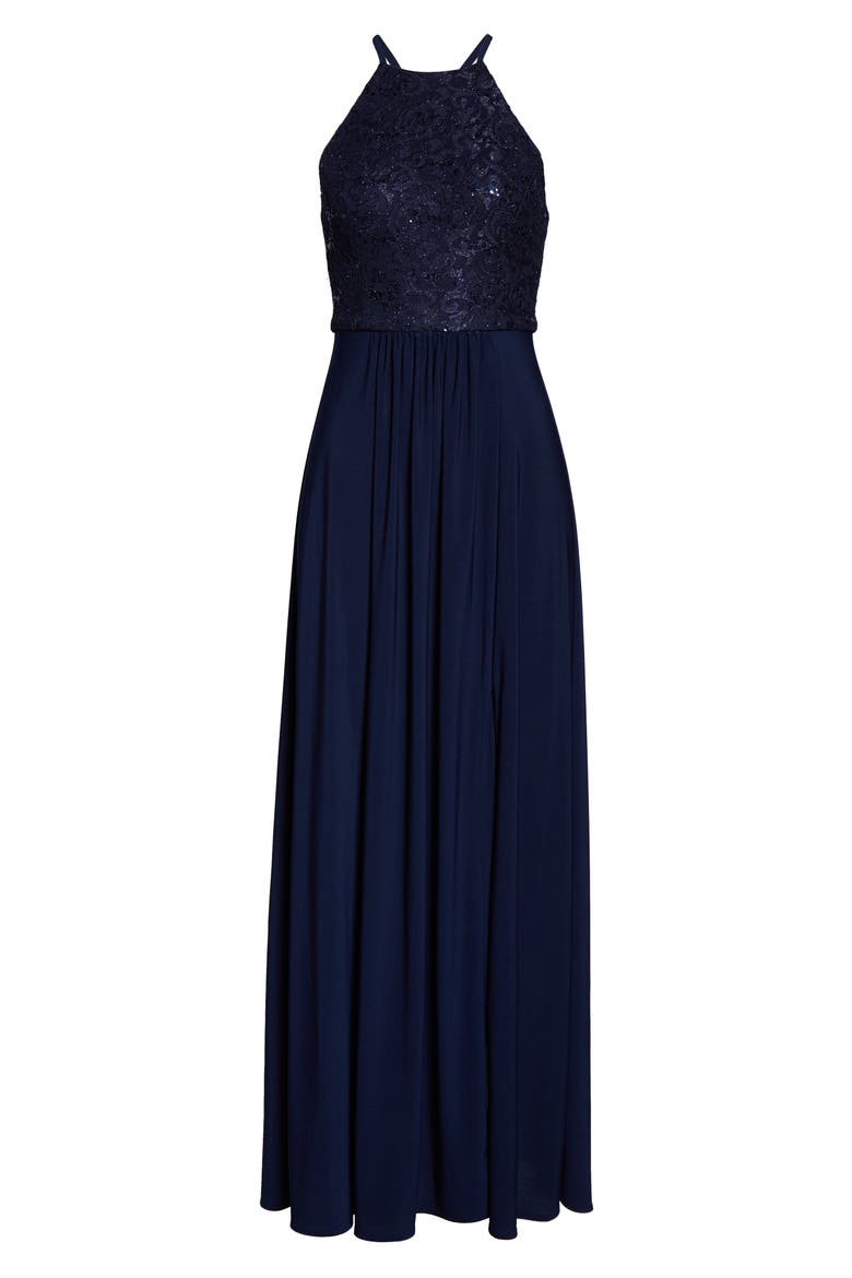 Sequin Lace Gown, Alternate, color, NAVY