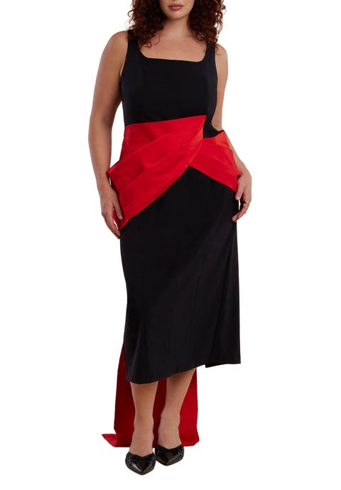 Contrast Draped Waist Gown