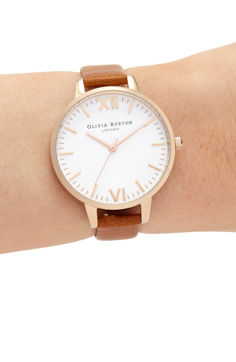 Olivia Burton Timeless Leather Strap Watch, 34mm, Alternate, color,