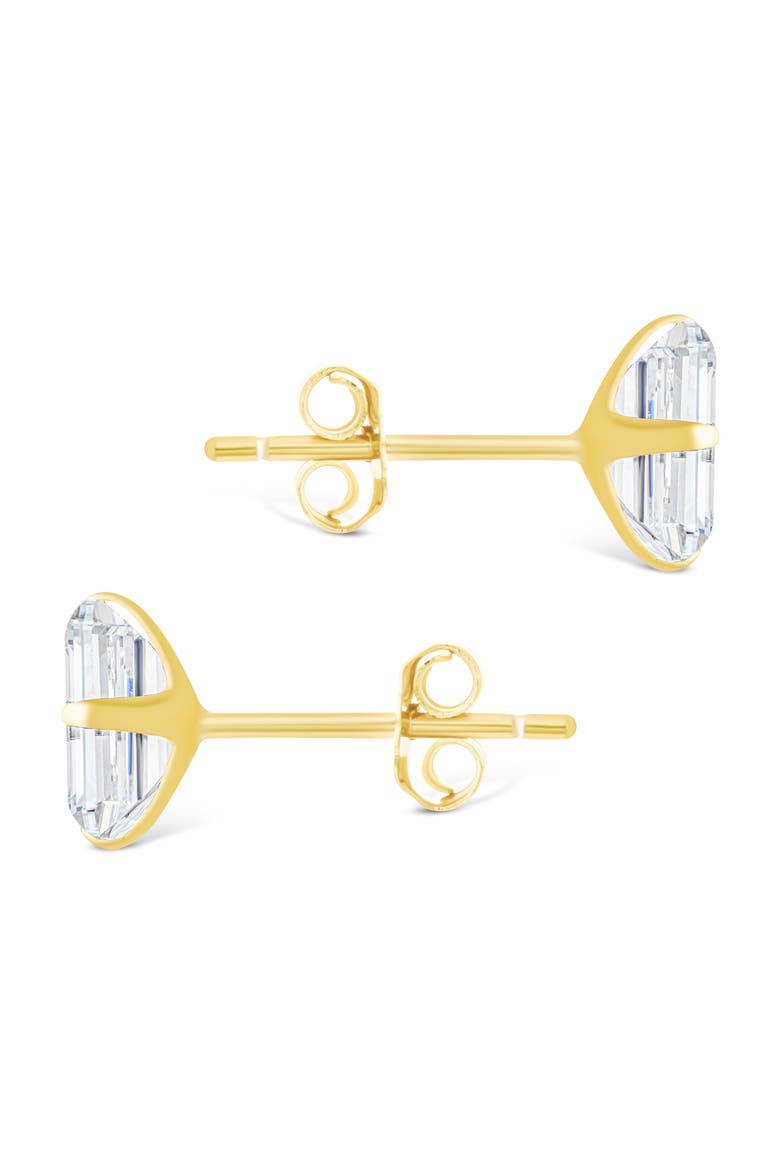 Emerald-Cut Cubic Zirconia Stud Earrings, Alternate, color, GOLD