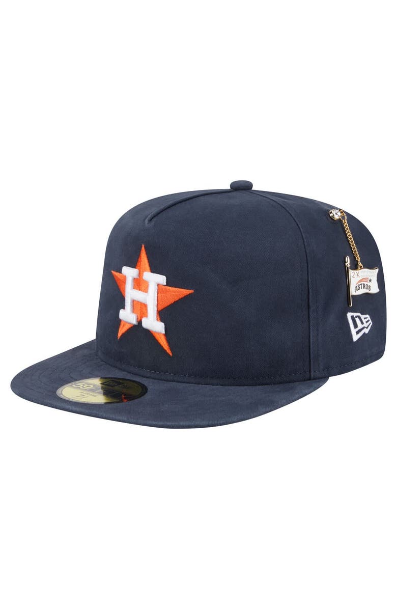 New Era Men's New Era Navy Houston Astros Championship Side Flag A-Frame 59FIFTY Fitted Hat, Alternate, color, Navy