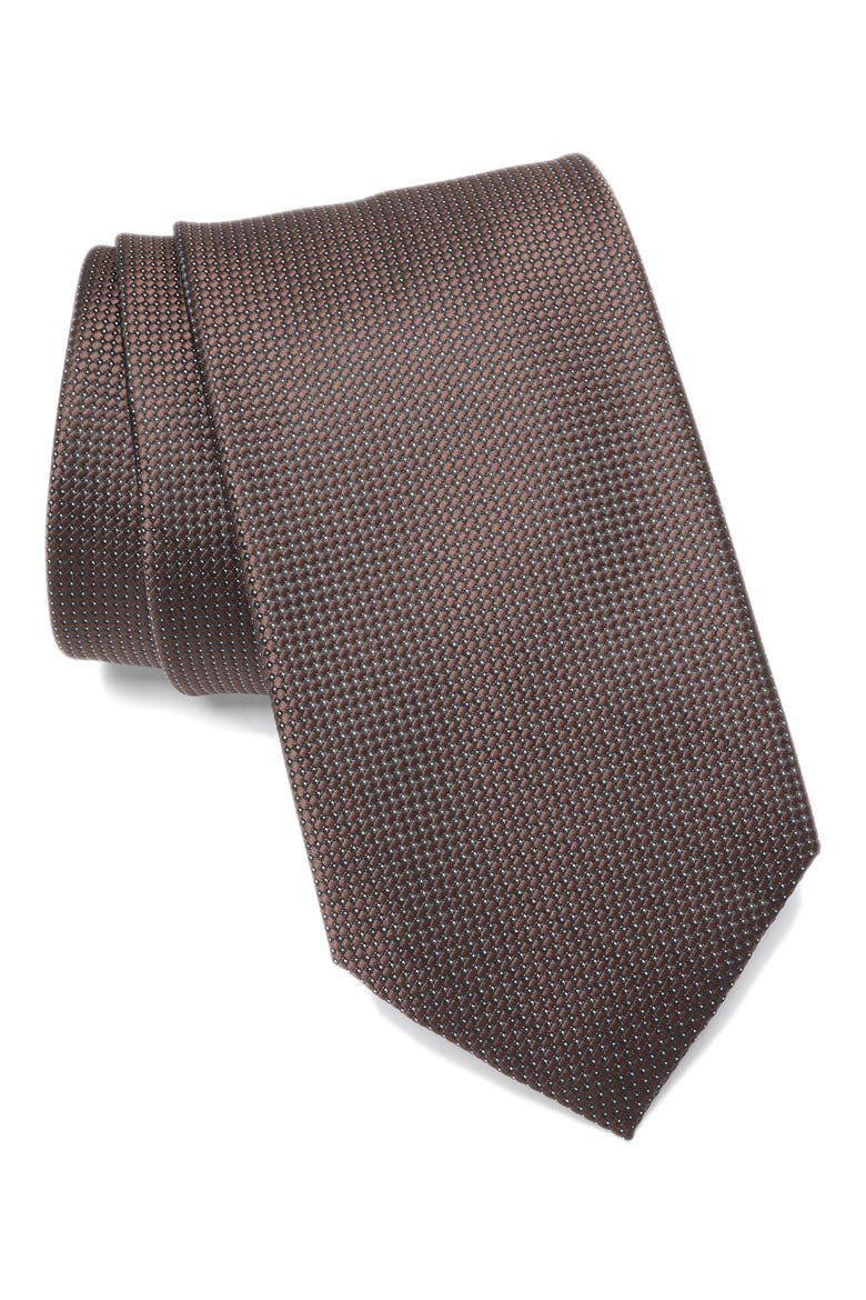 Avalon Micro Print Tie, Main, color, CHOCOLATE