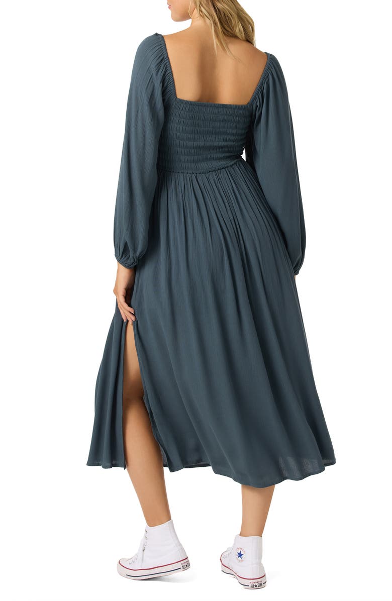 O'Neill Gracyn Smocked Long Sleeve Maxi Dress, Alternate, color, Slate