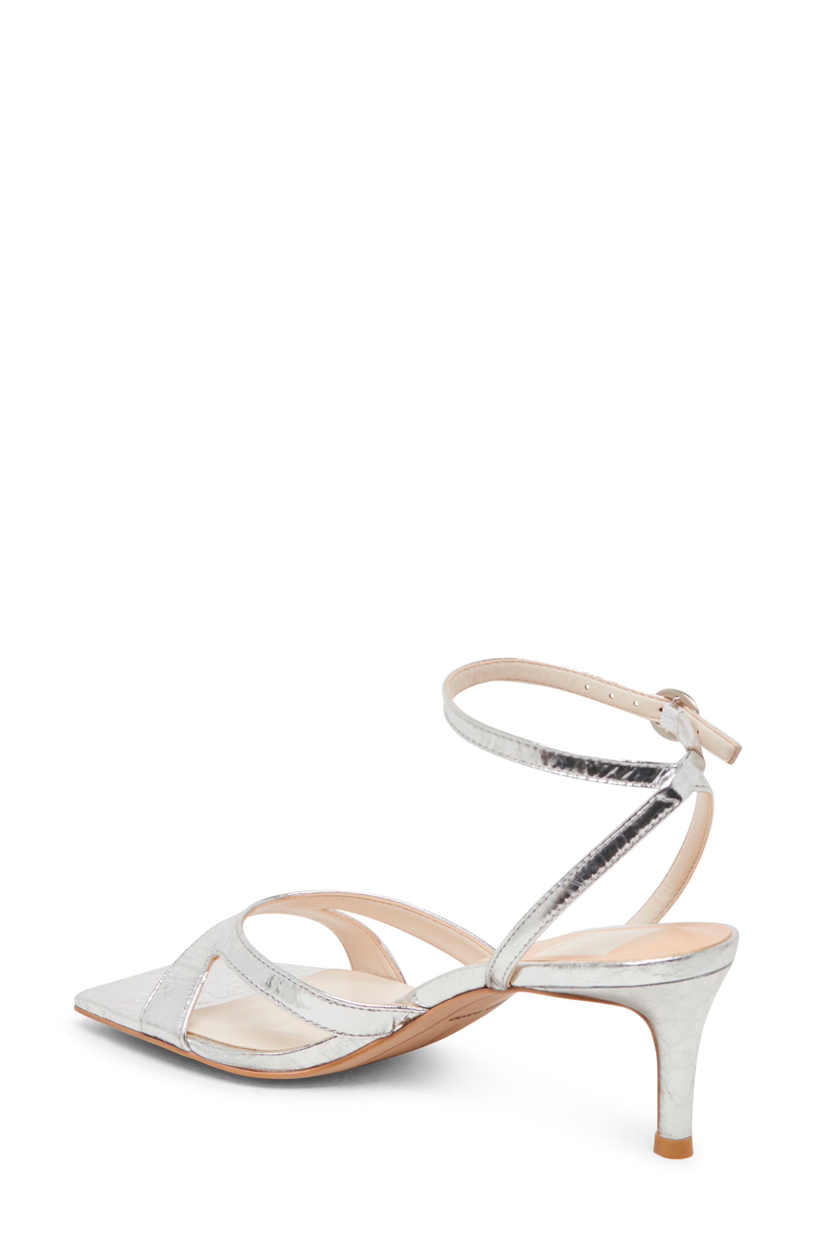 Dolce Vita Becki Ankle Strap Sandal, Alternate, color, Silver Distressed Leather