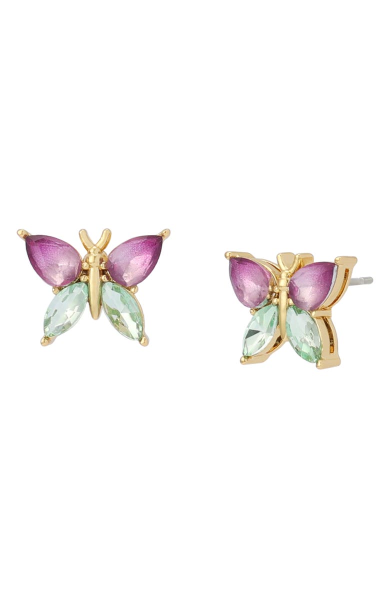 Kurt Geiger London Two Tone Crystal Butterfly Stud Earrings, Main, color, Pink
