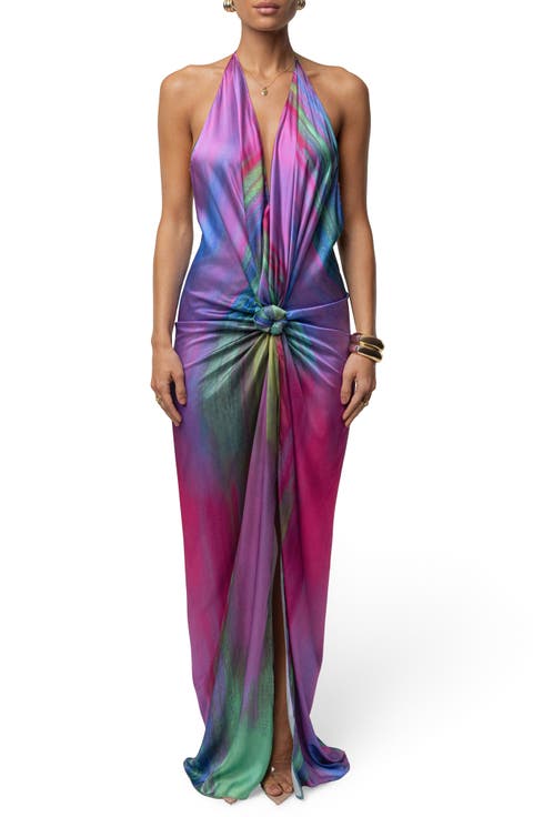 Daydream Abstract Print Open Back Maxi Dress