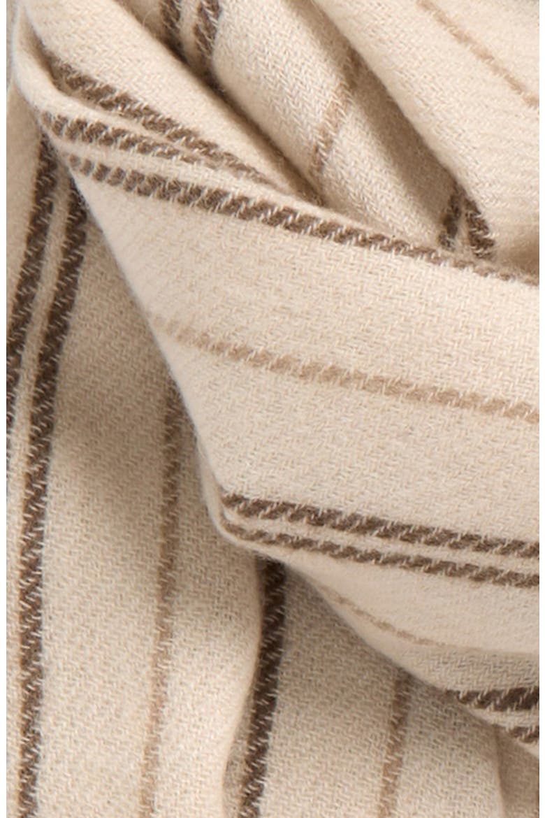 Messa Stripe Cashmere Fringe Scarf, Alternate, color, CREAM