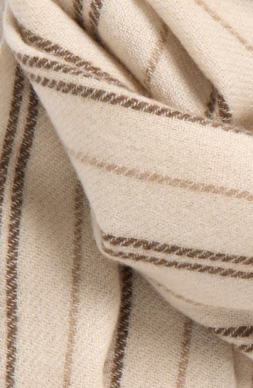 Vince Messa Stripe Cashmere Fringe Scarf In Cream