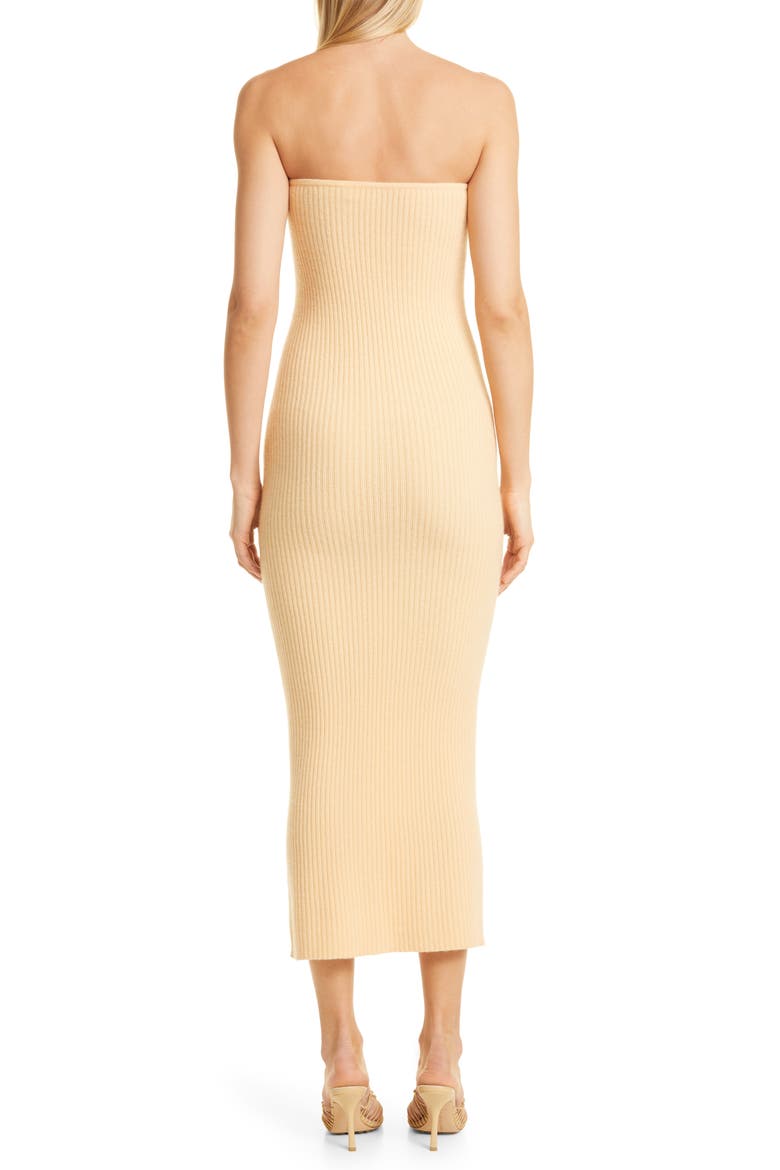 Cashmere Ribbed Tube Midi Dress, Alternate, color, BLONDE