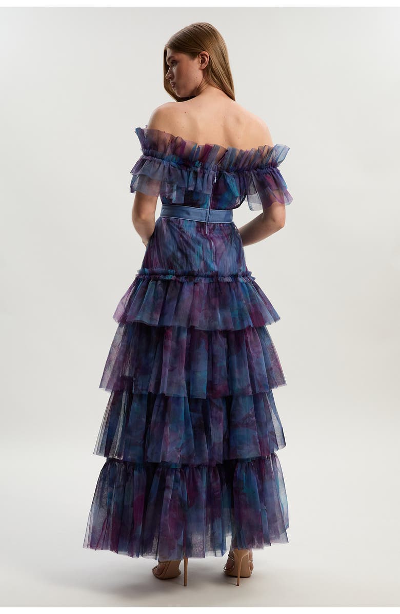 Karen Millen Floral Tulle Off Shoulder Maxi Dress, Alternate, color, Floral