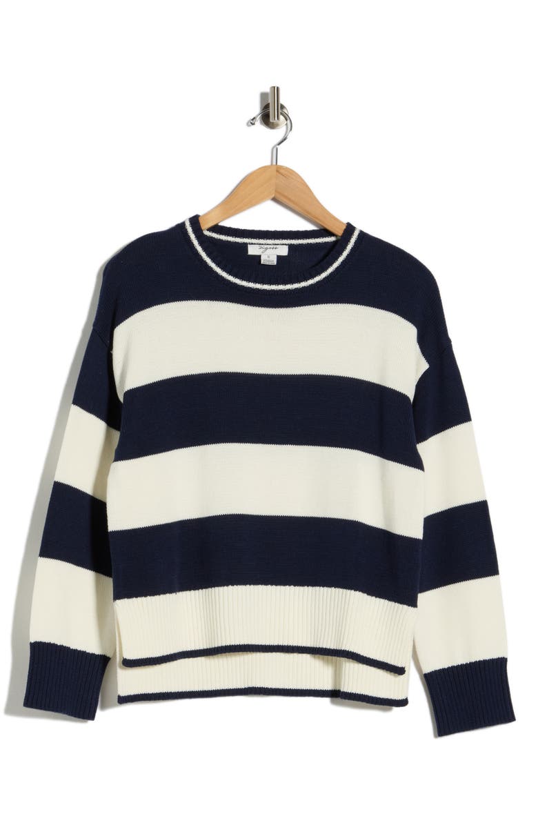 Vigoss Rugby Stripe Sweater, Main, color, Navy/ Creme