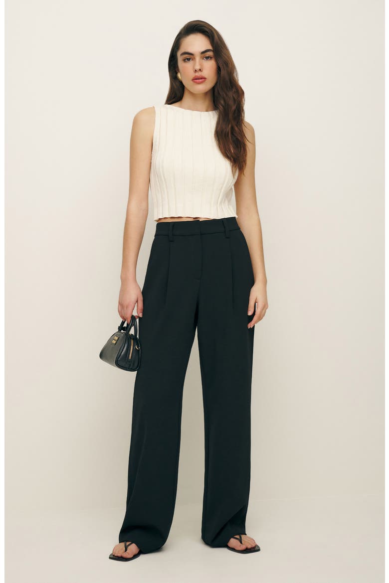 Alex Wide Leg Linen Pants, Alternate, color, BLACK
