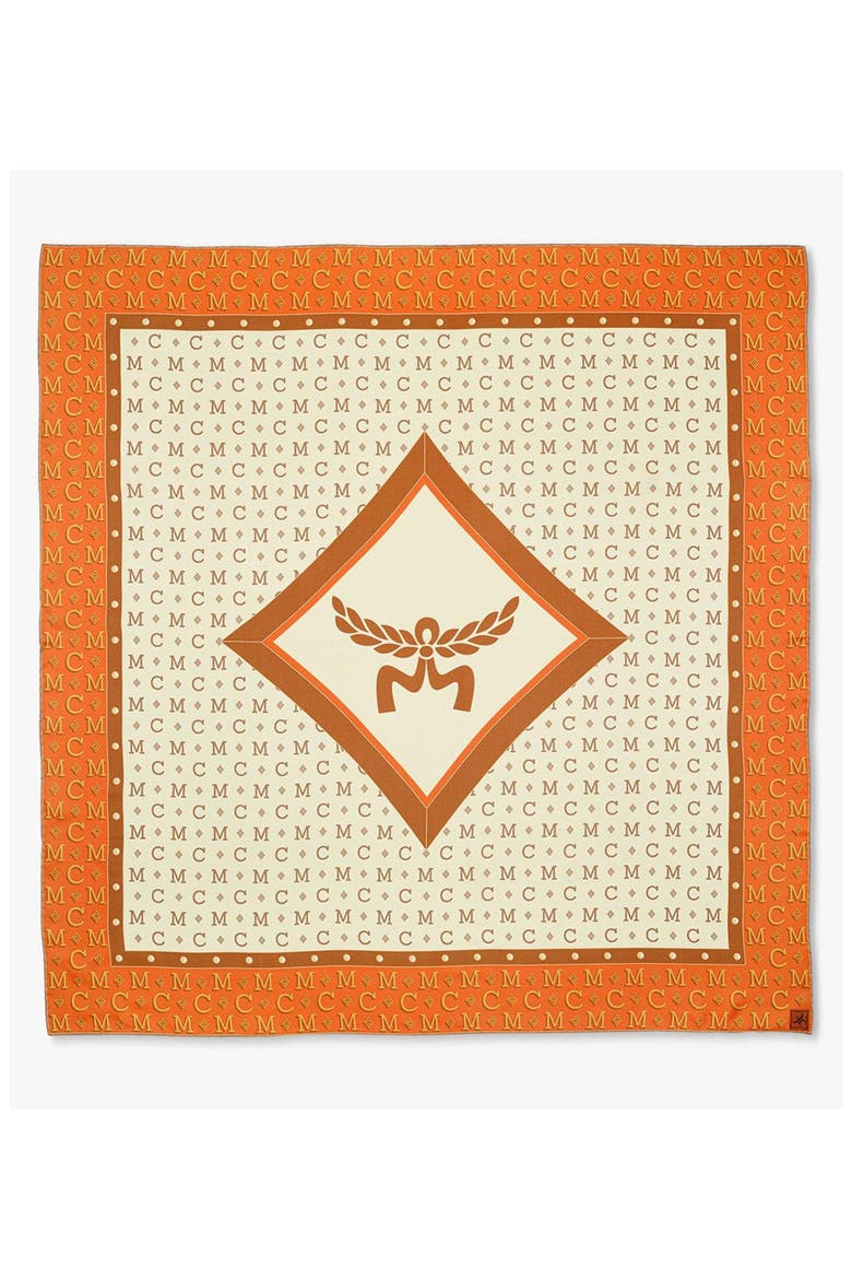 Diamond Monogram Scarf in Organic Silk, Main, color, Orange