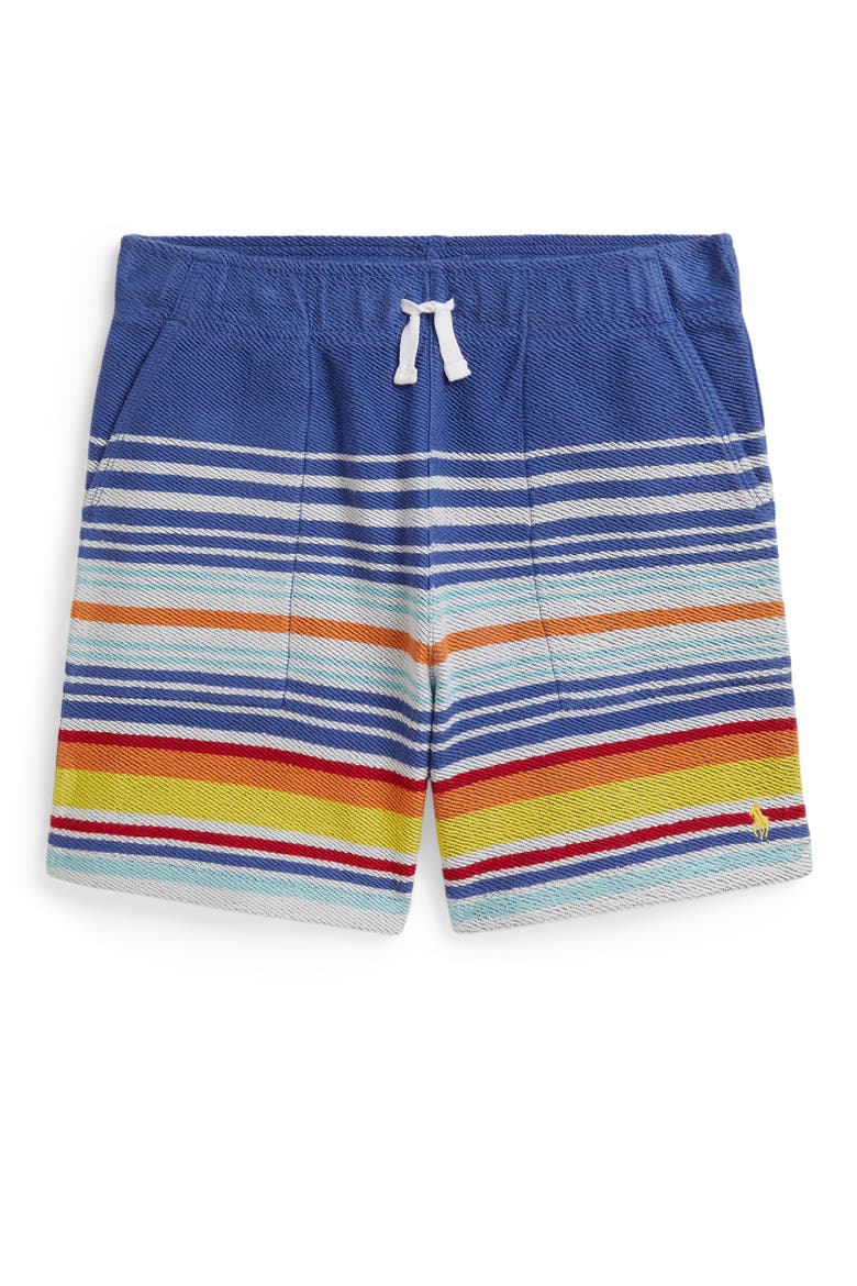 Kids' Stripe Cotton French Terry Drawstring Shorts, Main, color, BAI BLUE MULTI