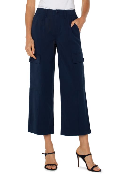 High Waist Crop Wide Leg Cargo Pants