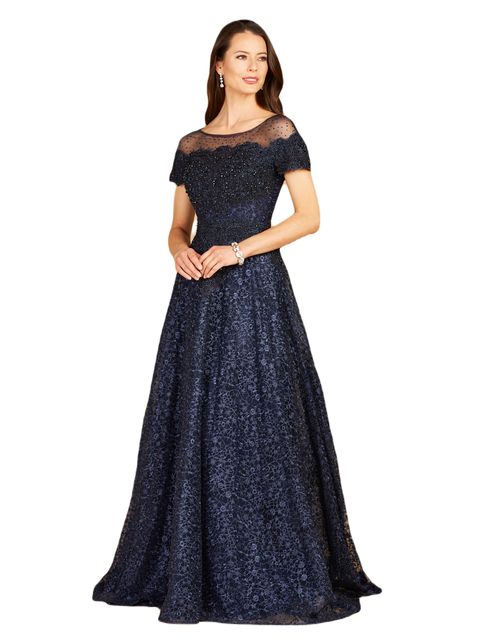 Sheer Off Shoulder Ball Gown