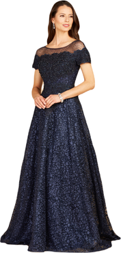 LARA New York Sheer Off Shoulder Ball Gown
