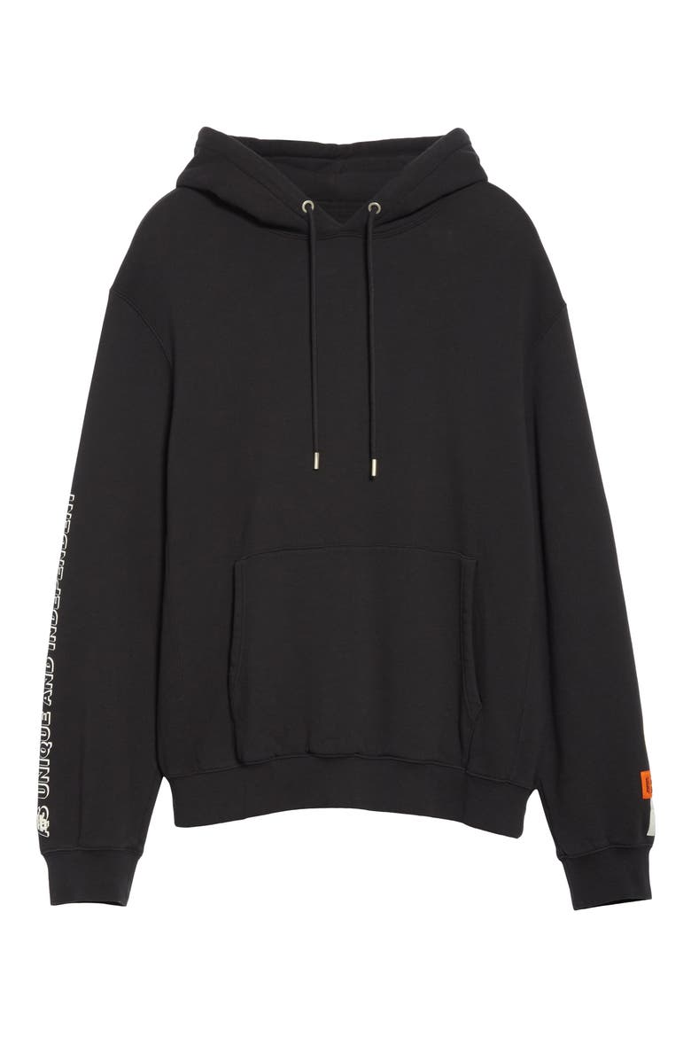 Skull Graphic Hooded Sweatshirt, Alternate, color, OFF BLACK