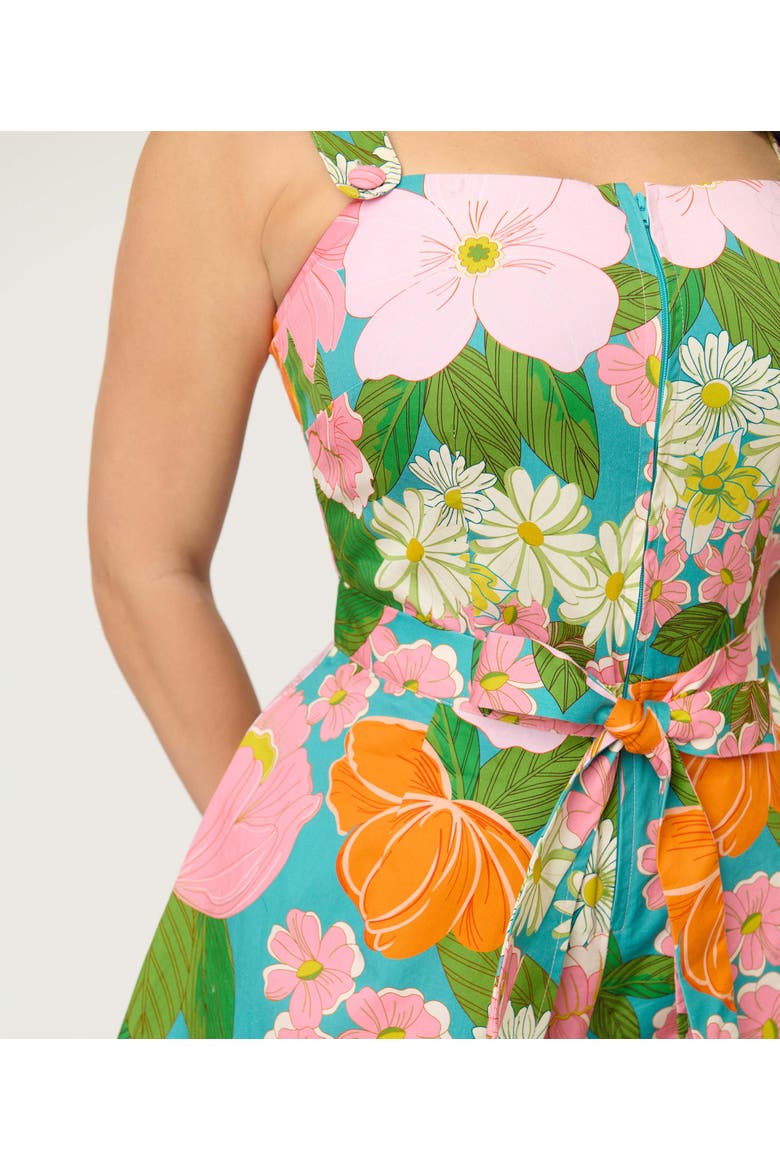 1960s Sweet & Sassy Skirted Romper, Alternate, color, Green Floral Print