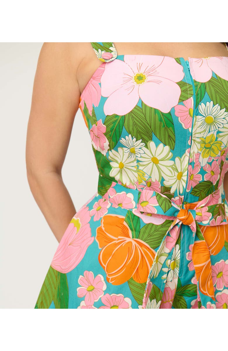 Smak Parlour 1960s Sweet & Sassy Skirted Romper, Alternate, color, Green Floral Print