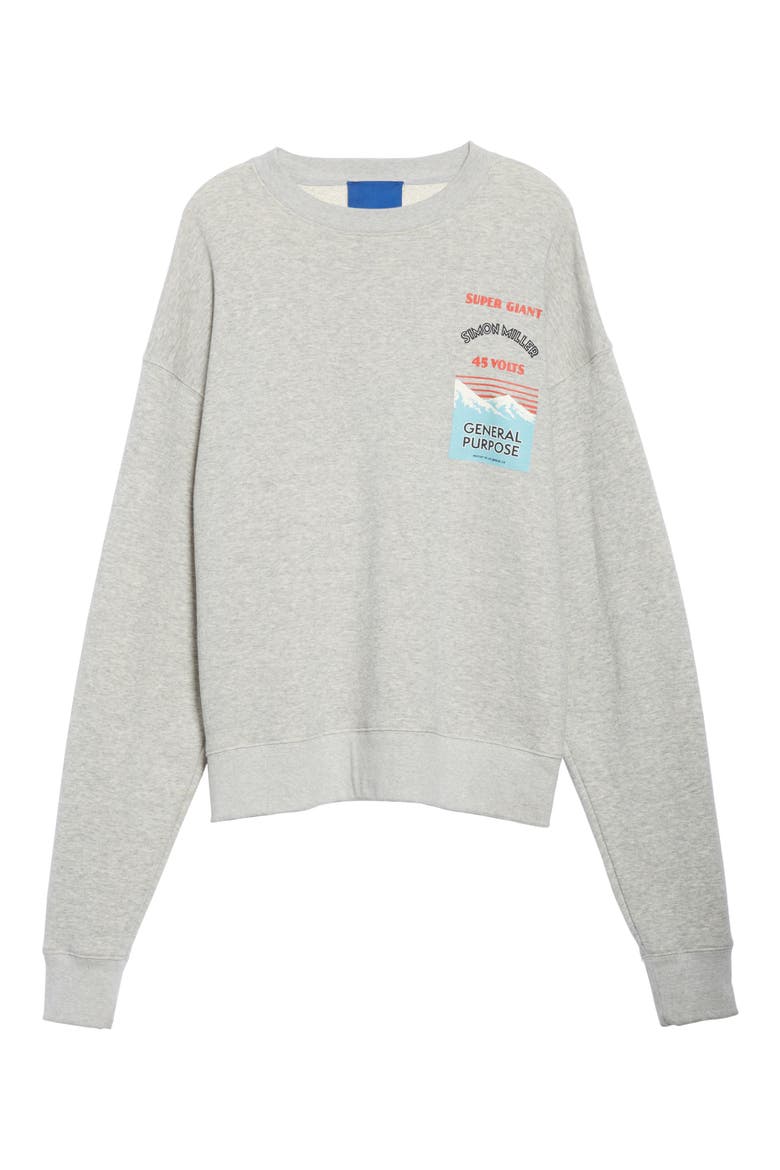 Rista Battery Print Cotton Sweatshirt, Alternate, color, GREY W/ BATTERY PRINT