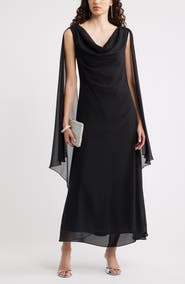 Chelsea28 Cowl Neck Maxi Cape Dress