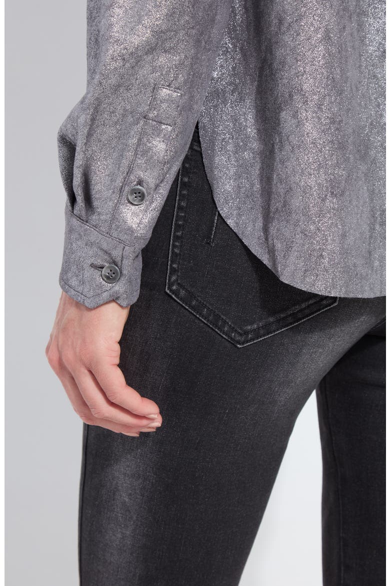 Metallic Faux Suede Shacket, Alternate, color, DISTRESS METALIC SILVER
