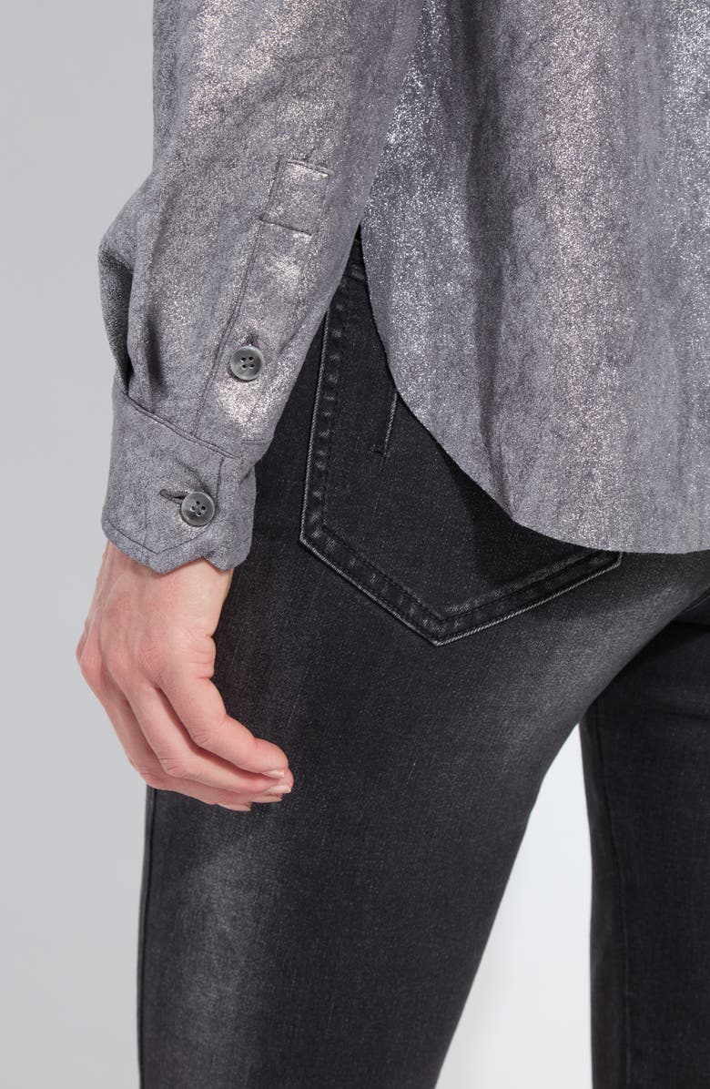 Lysse Metallic Faux Suede Shacket, Alternate, color, Distress Metalic Silver