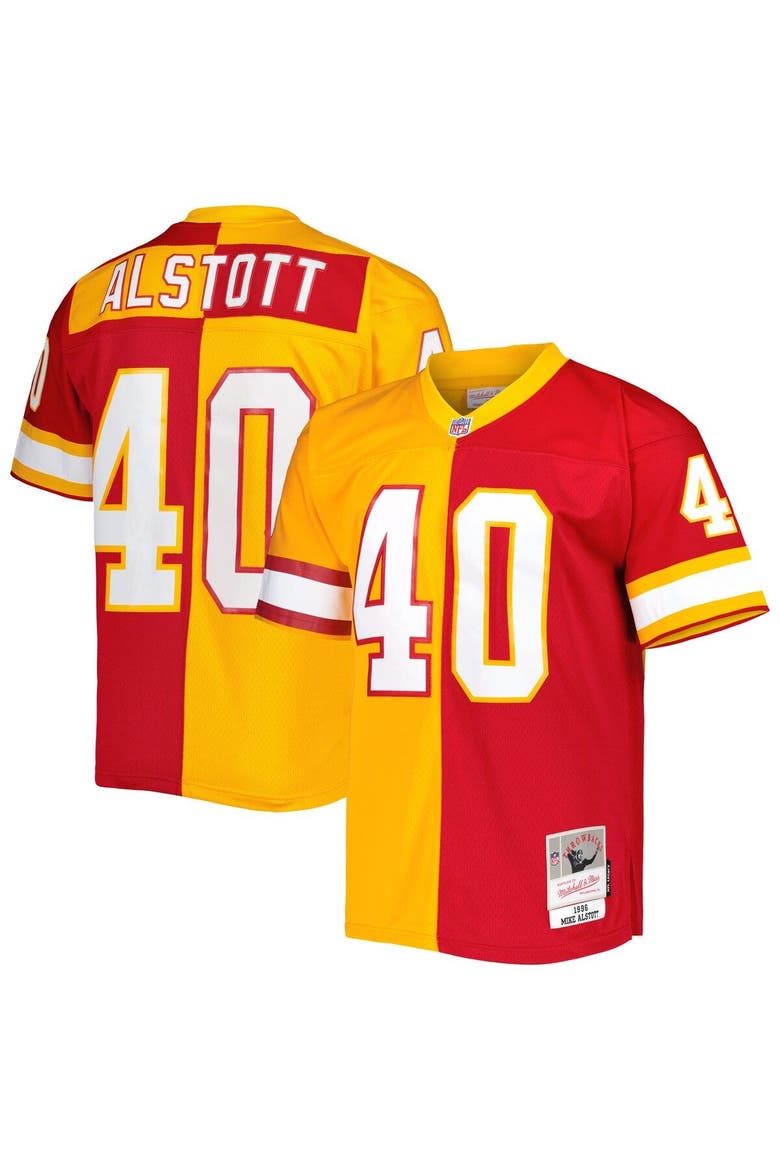 Men's Mitchell & Ness Mike Alstott Orange/Red Tampa Bay Buccaneers 1996 Split Legacy Replica Jersey, Main, color, Orange