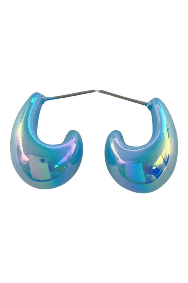Mini Teardrop Hoop Earrings, Main, color, BLUE