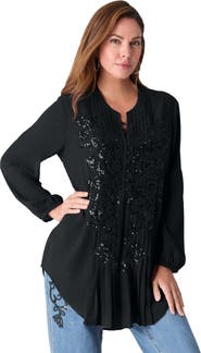 Roaman's Sequin Floral Tunic