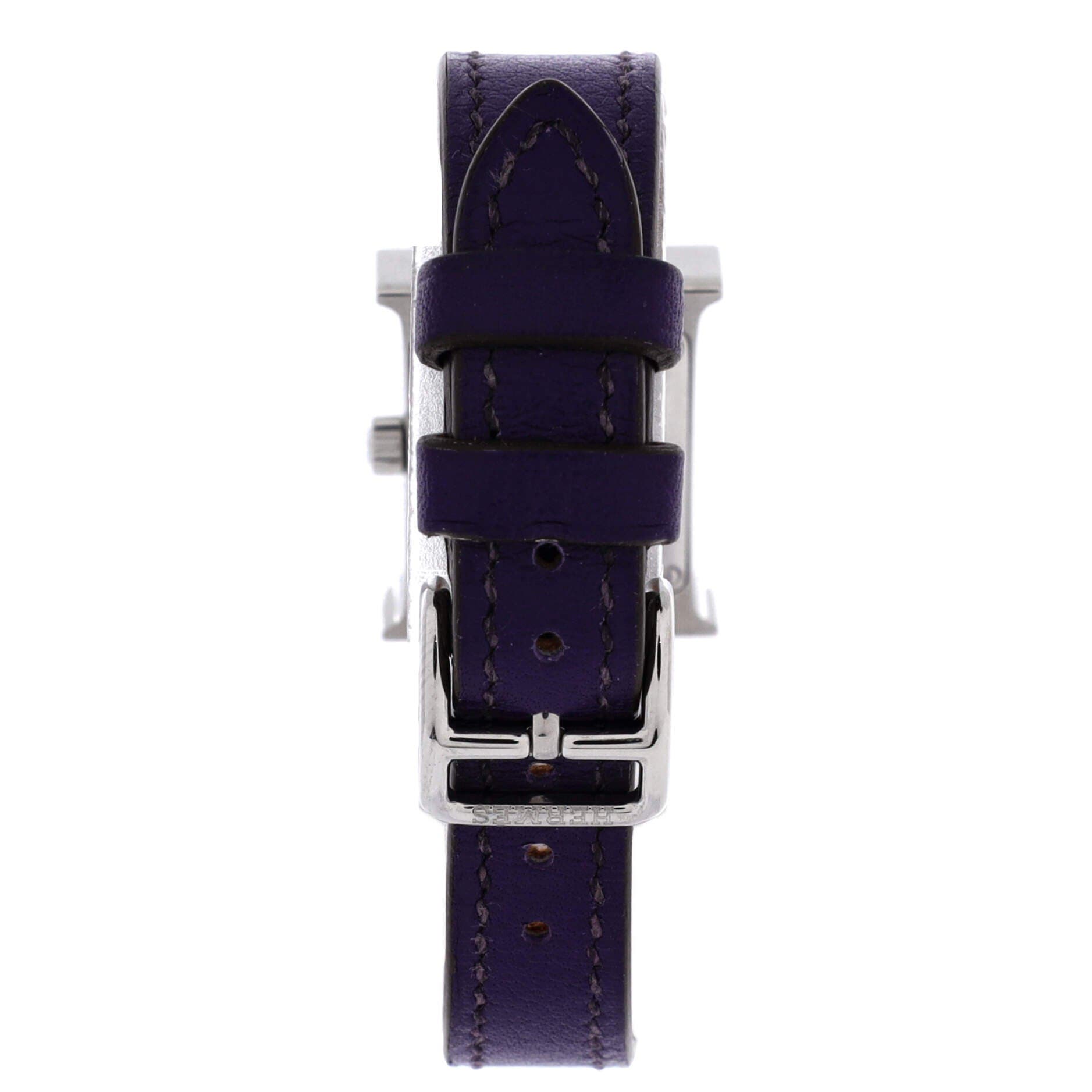 Pre-Owned Hermes Heure H Quartz Watch Stainless Steel and Leather 17, Alternate, color, Purple